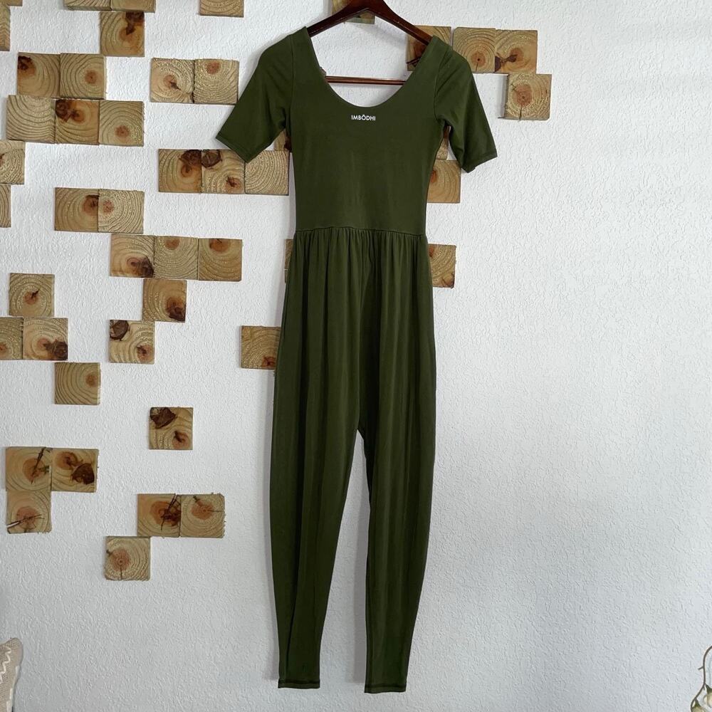Imbodhi Jumper Womens S Stretch Micromodal Lounge Yoga Jumpsuit USA Forest Green